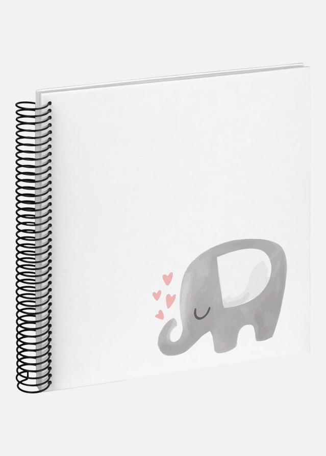 Baby Elephant Hearting Album na spirali Biały - 24x24 cm (40 Białe Strony)