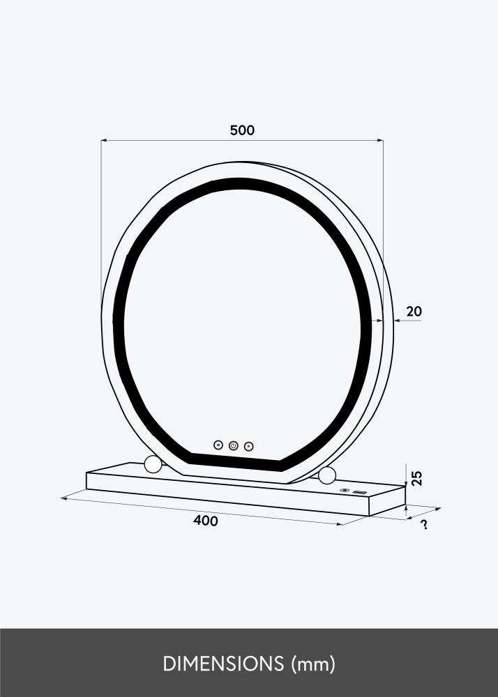 KAILA Lustro do makijażu Round LED Biały 50 cm Ø