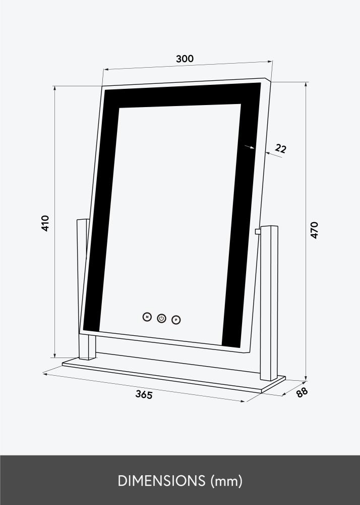 KAILA Lustro do makijażu Stand LED Czarny 30x41 cm