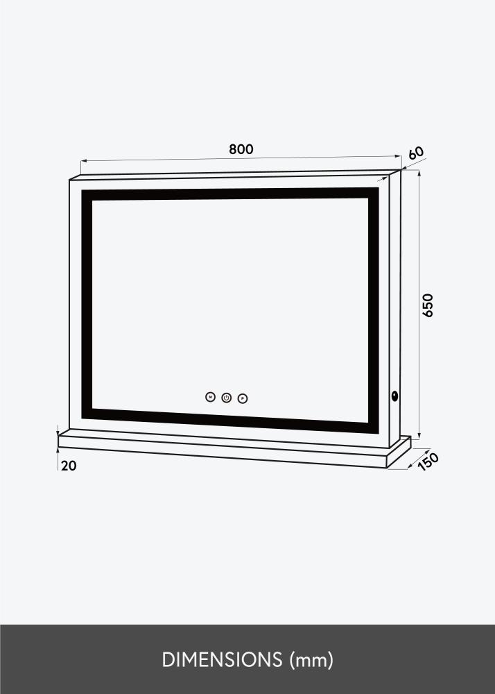 KAILA Lustro do makijażu Vanity LED Biały 80x65 cm