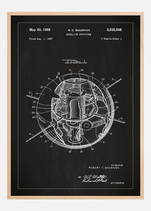 Rysunek patentowy - Satelita - Czarny Plakat