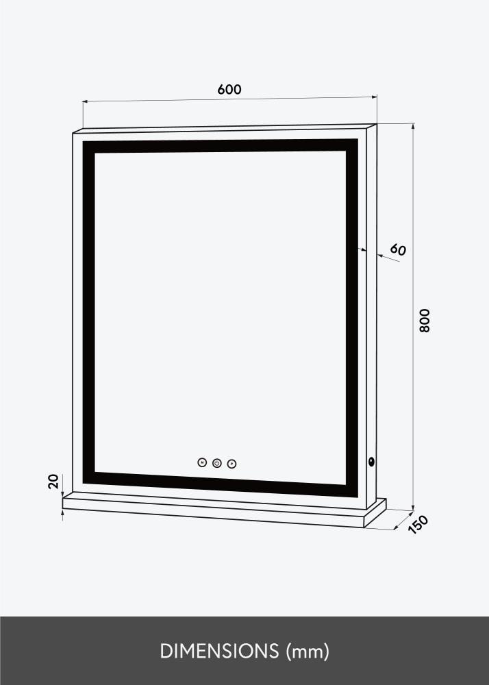 KAILA Lustro do makijażu Base Vertical LED Biały 80x60 cm