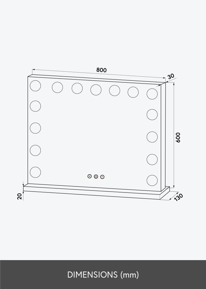 KAILA Lustro do makijażu Vanity LED 15 Biały 80x60 cm