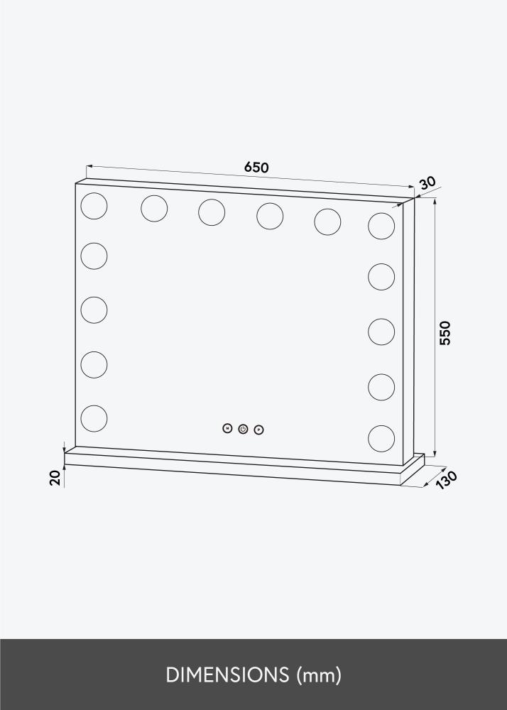 KAILA Lustro do makijażu Base LED 14 Srebrny 65x56 cm