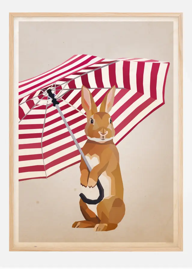 Rabbit with Umbrella Plakat