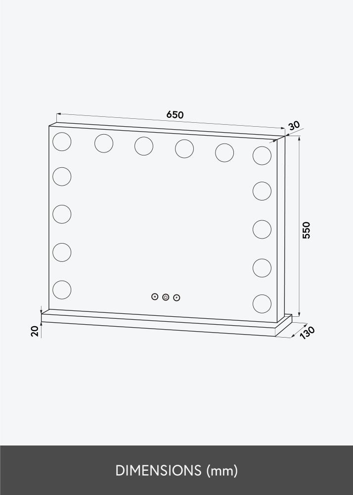 KAILA Lustro do makijażu Base LED 14 Czarny 65x56 cm