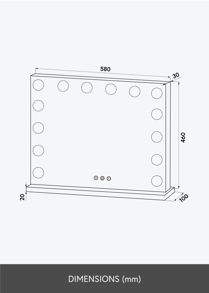 KAILA Lustro do makijażu Base LED 14 Srebrny 56x46 cm