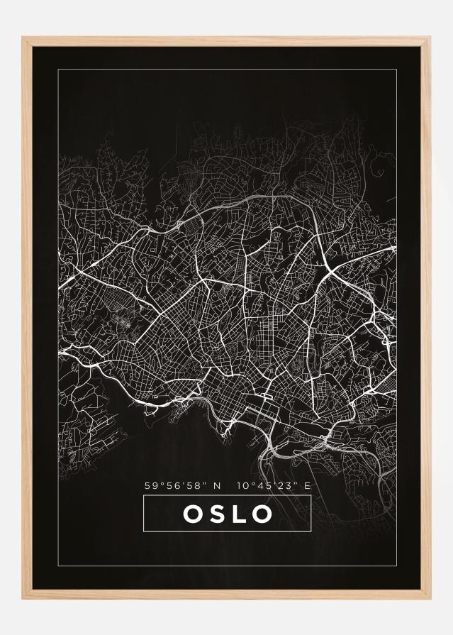 Mapa - Oslo - Czarny Plakat