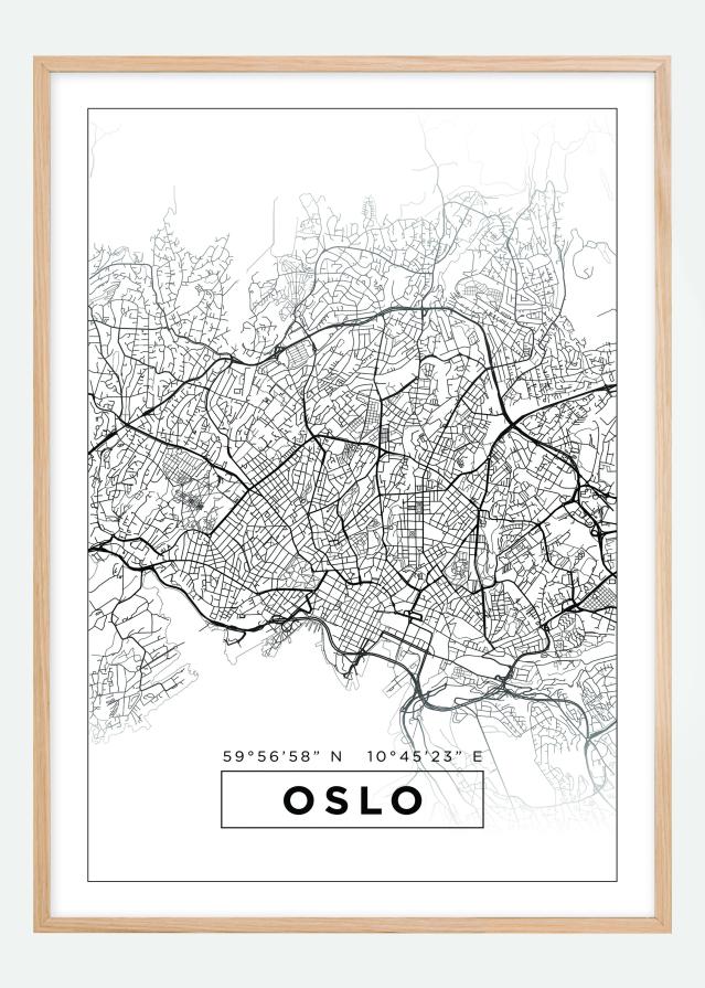 Mapa - Oslo - Biały Plakat