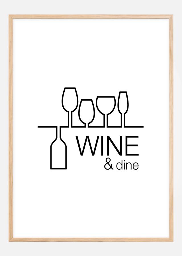 Wine & dine - Biały z czarnym nadrukiem Plakat