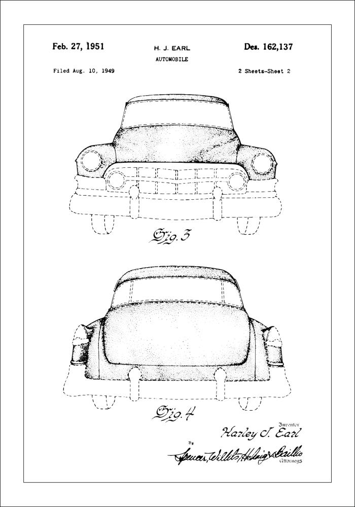 Rysunek patentowy - Cadillac II Plakat