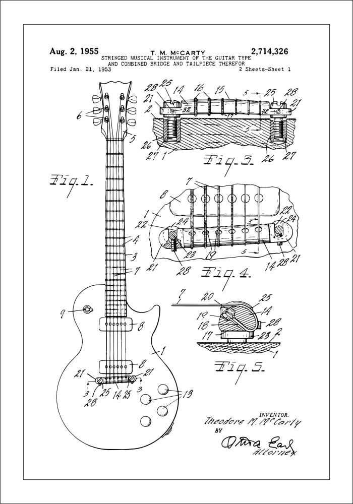 Rysunek patentowy - Gitara elektryczna w Plakat