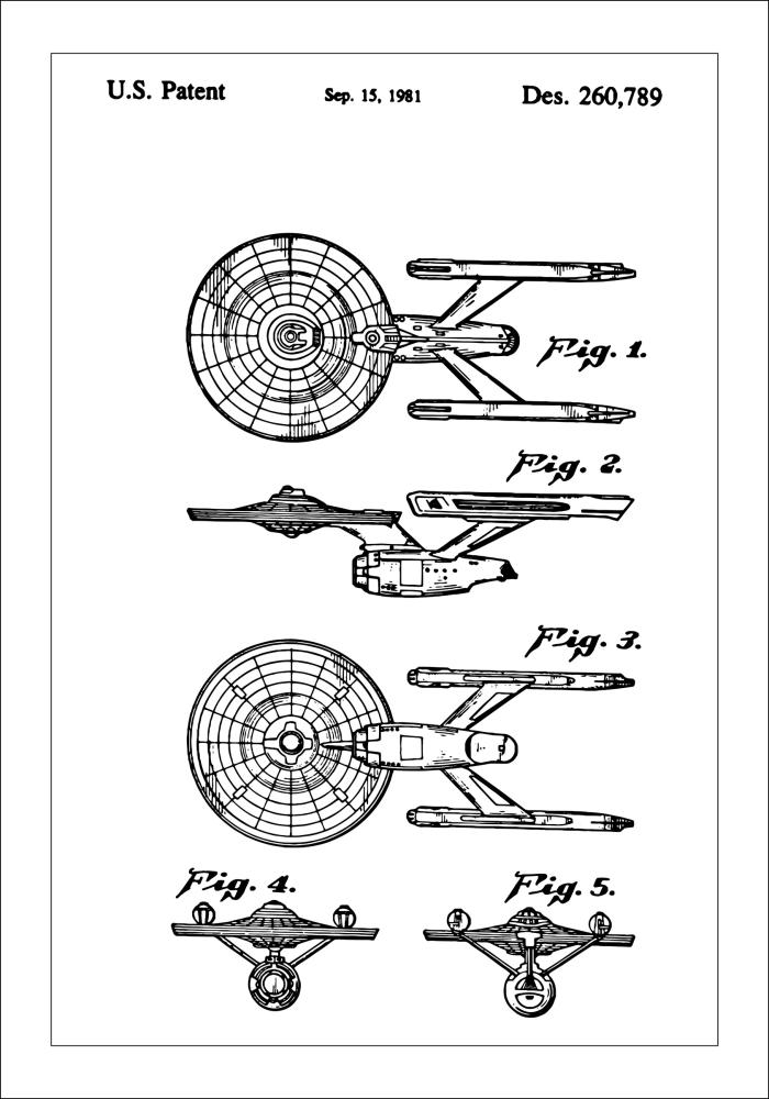 Rysunek patentowy - Star Trek - USS Enterprise Plakat