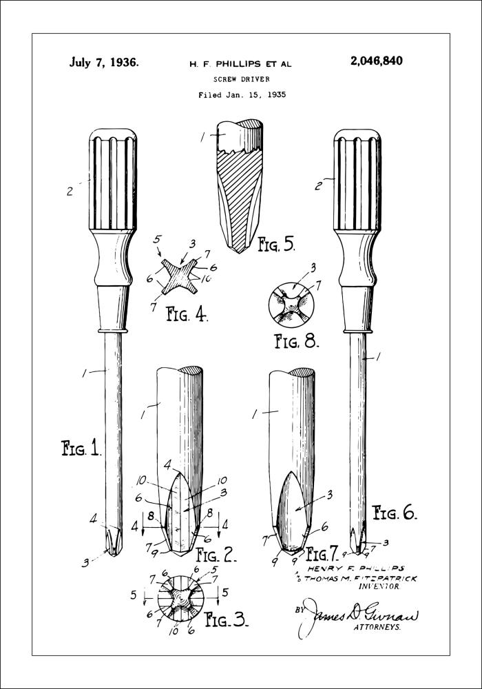 Rysunek patentowy - Śrubokręt Plakat