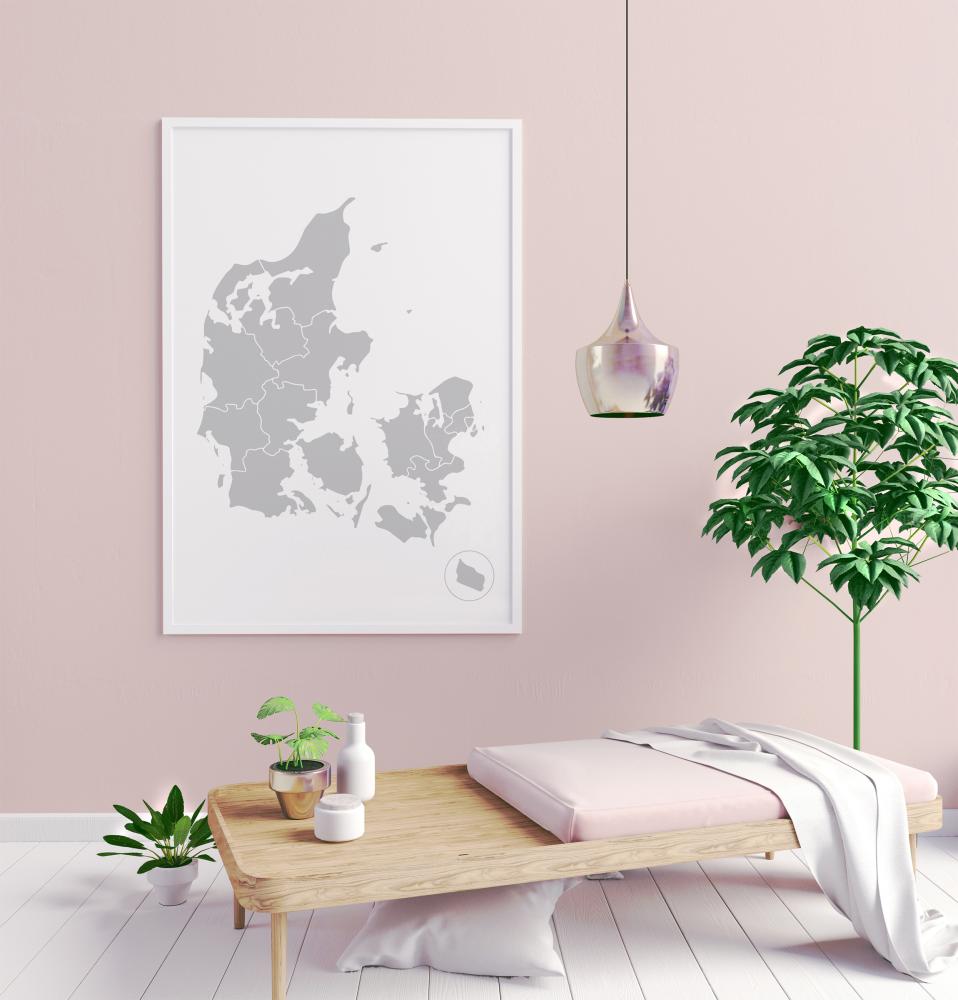 Mapa - Danmark - Szary Plakat