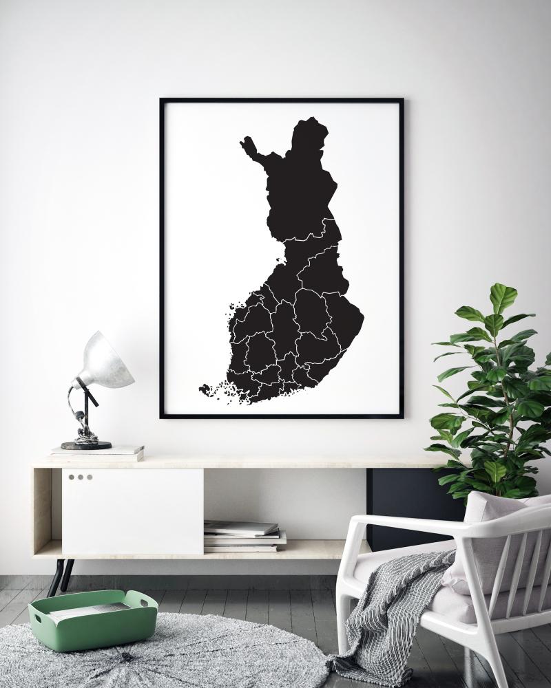 Mapa - Finland - Czarny Plakat