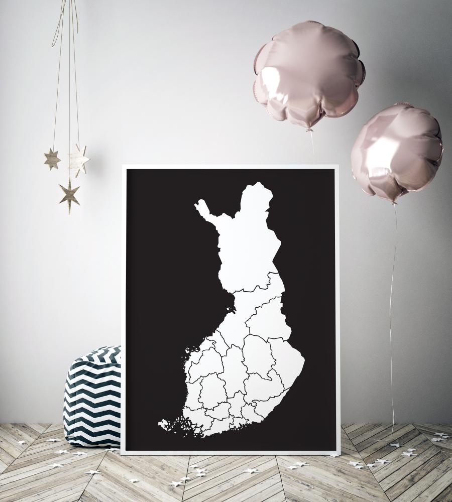 Mapa - Finland - Biały Plakat