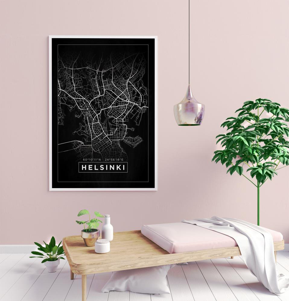 Mapa - Helsinki - Czarny Plakat