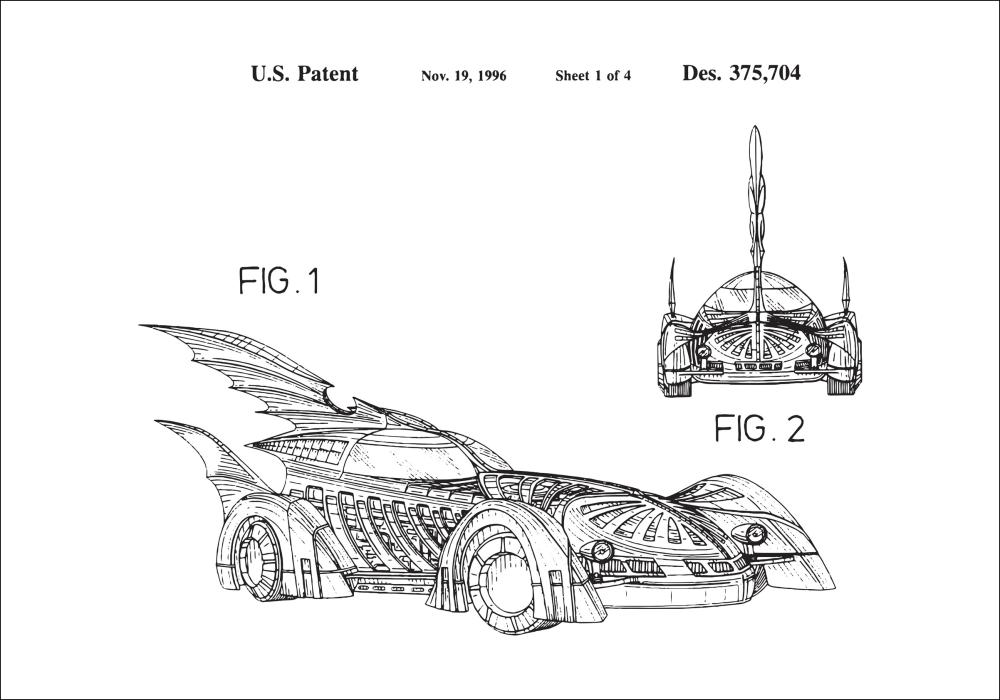 Rysunek patentowy - Batman - Batmobile 1996 w Plakat