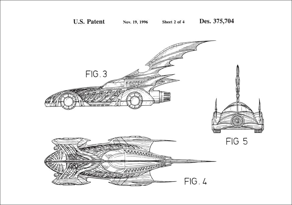 Rysunek patentowy - Batman - Batmobile 1996 II Plakat