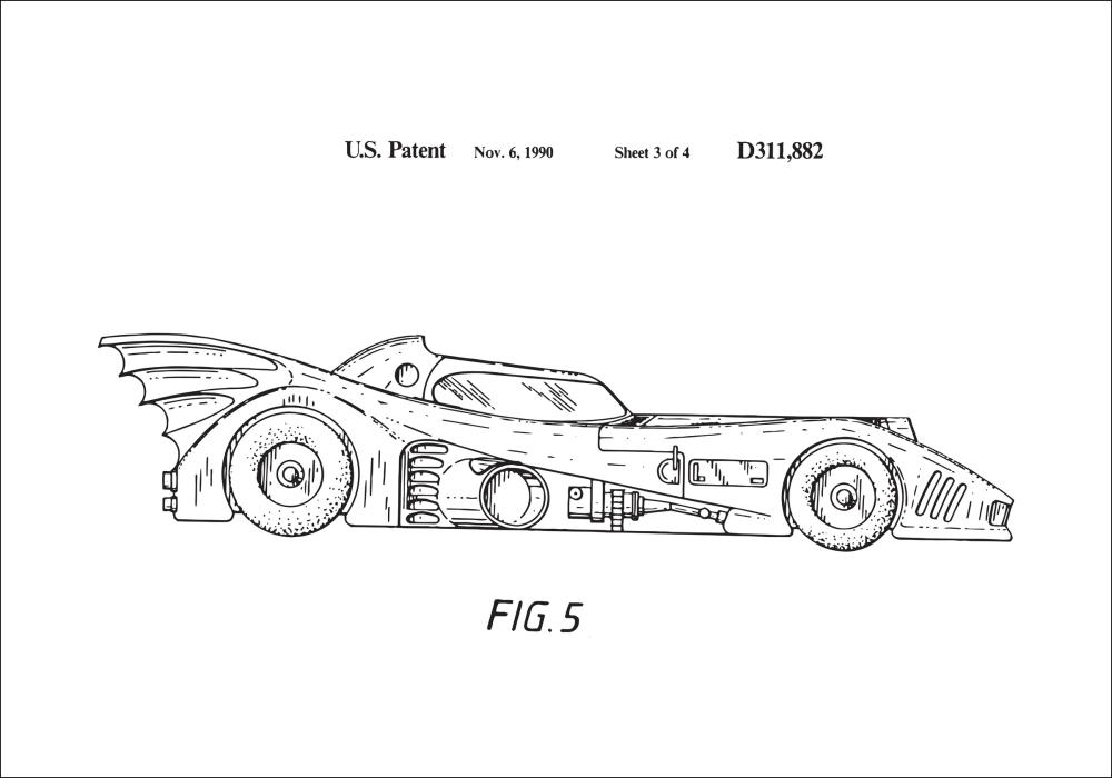 Rysunek patentowy - Batman - Batmobile 1990 III Plakat