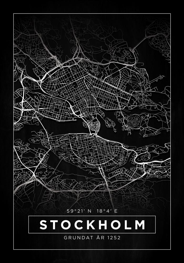 Mapa - Stockholm - Czarny Plakat