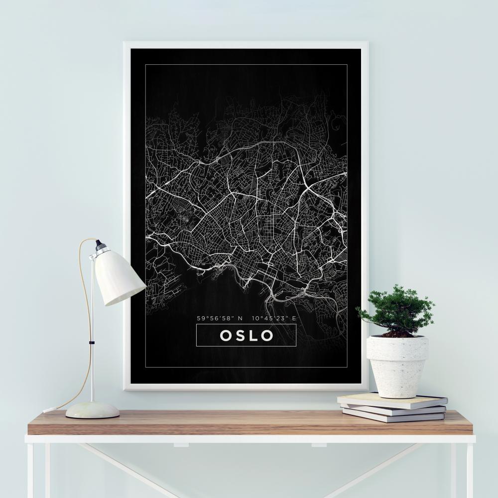 Mapa - Oslo - Czarny Plakat