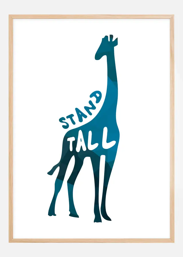 Giraffe stand tall - Niebieski Plakat