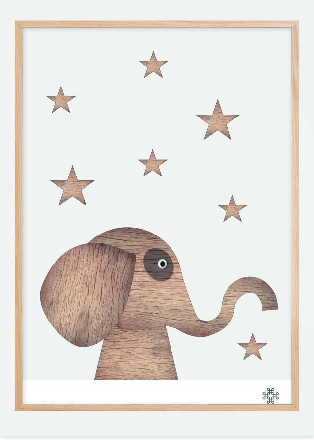 Wood elephant Light Plakat