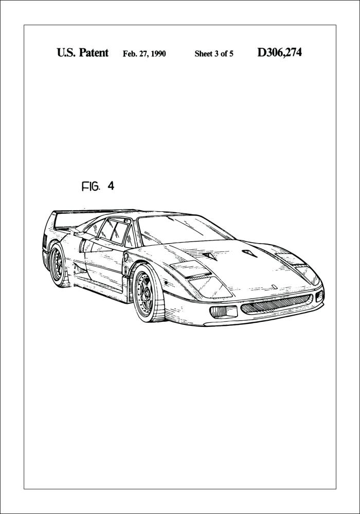 Rysunek patentowy - Ferrari F40 II Plakat